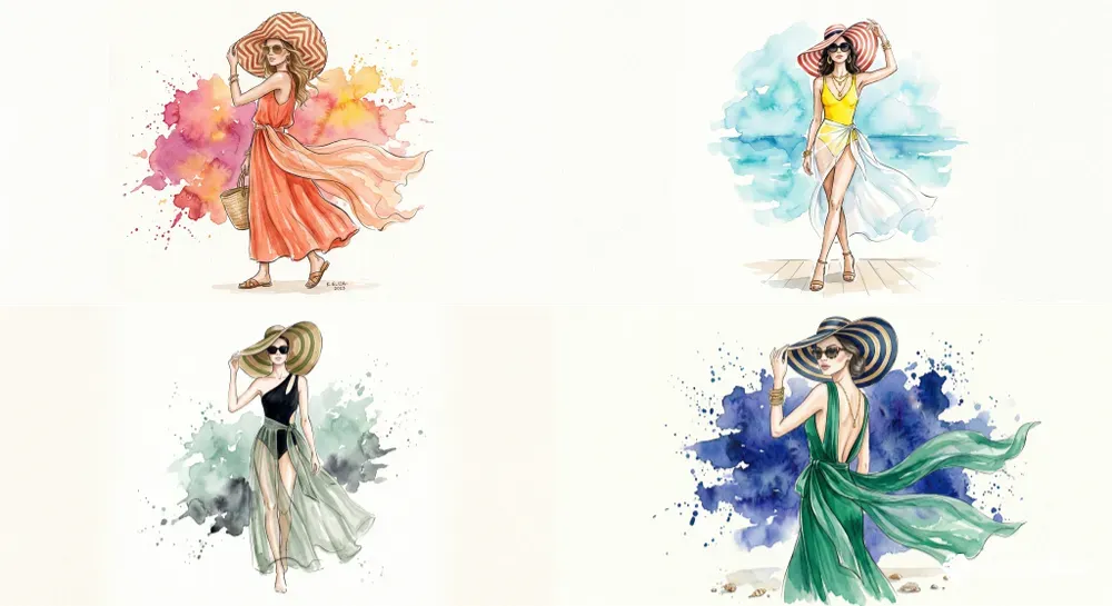 Summer Watercolor Fashion Illustrations