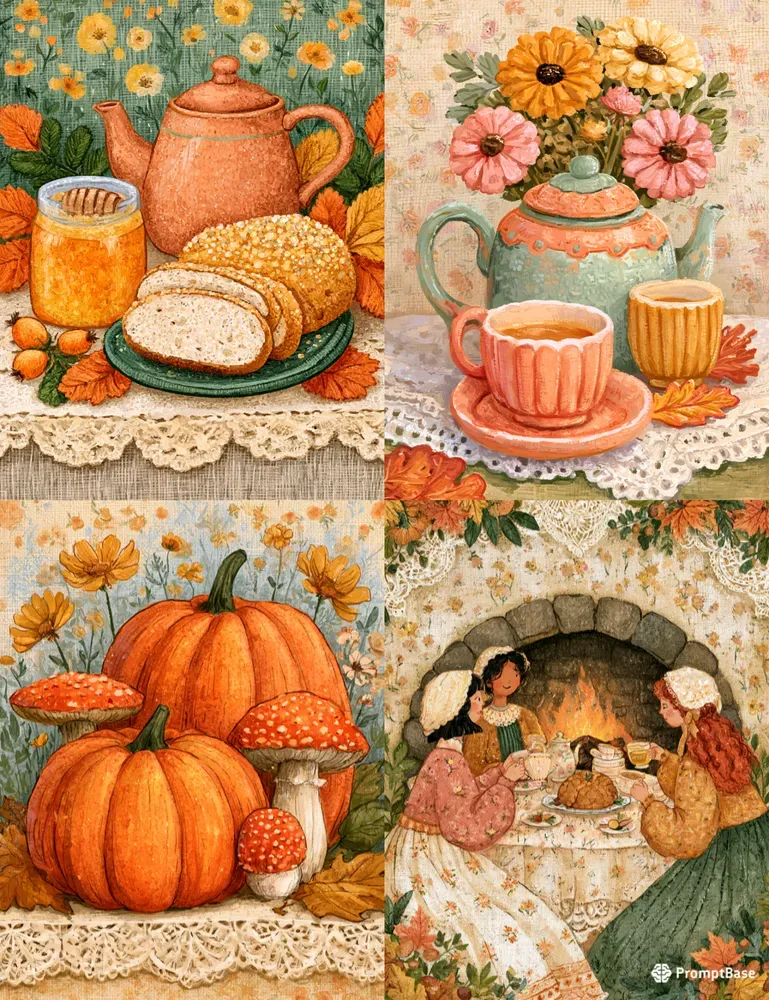 Cottagecore Thanksgiving Illustrations