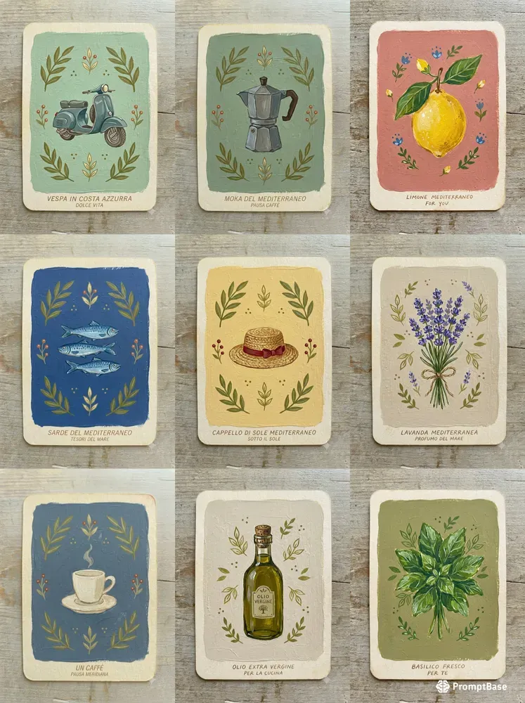 Mediterranean Folk Art Mini Card Packs