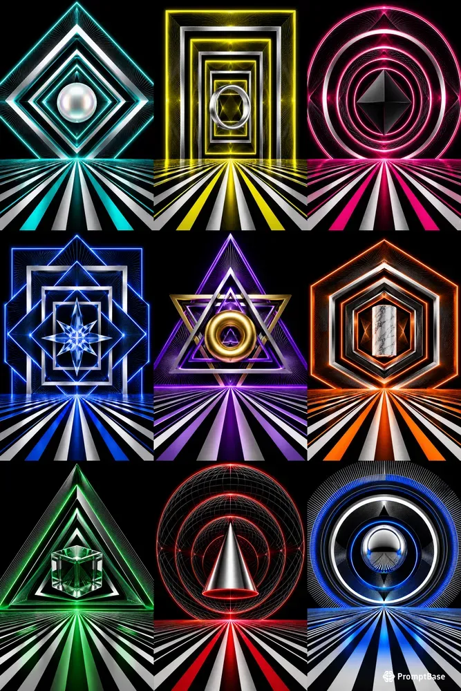 Abstract Geometric 3D Surrealism Art