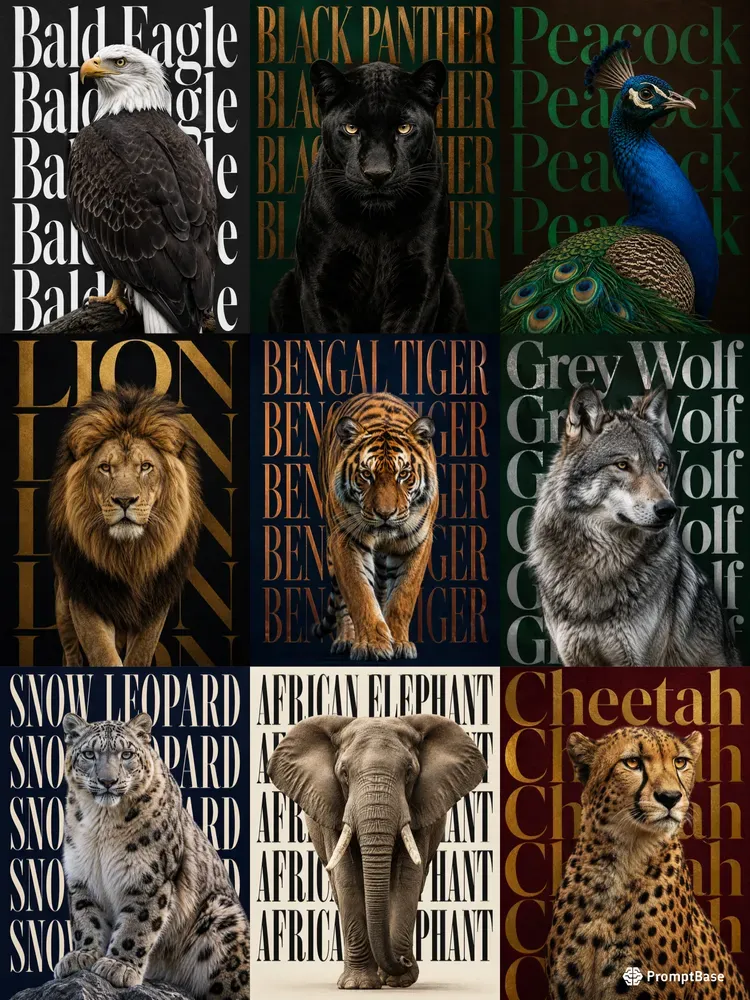 Wildlife Typography Poster Images