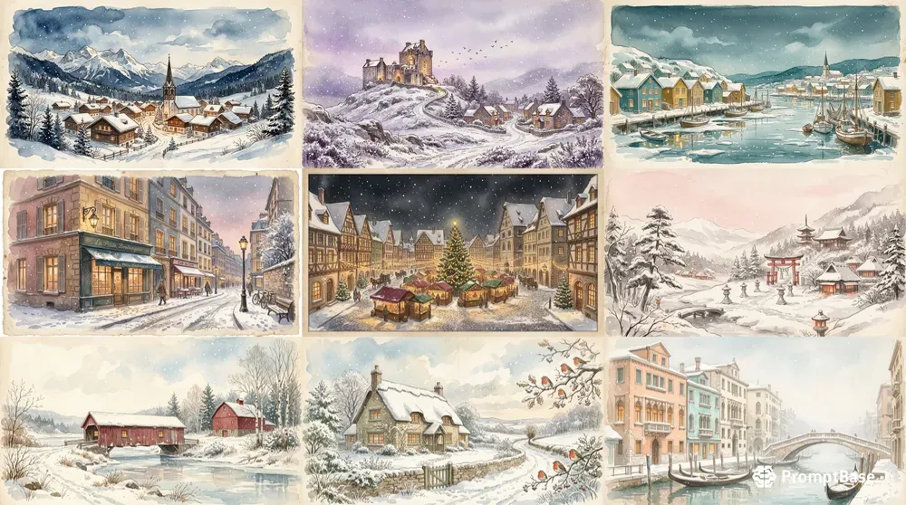 Winter Village Frame Tv Art