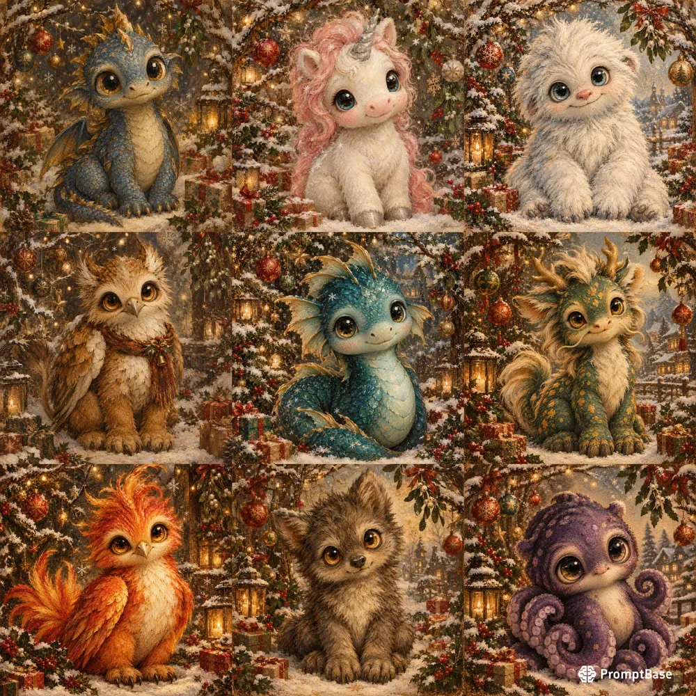 Painterly Christmas Creature Portraits