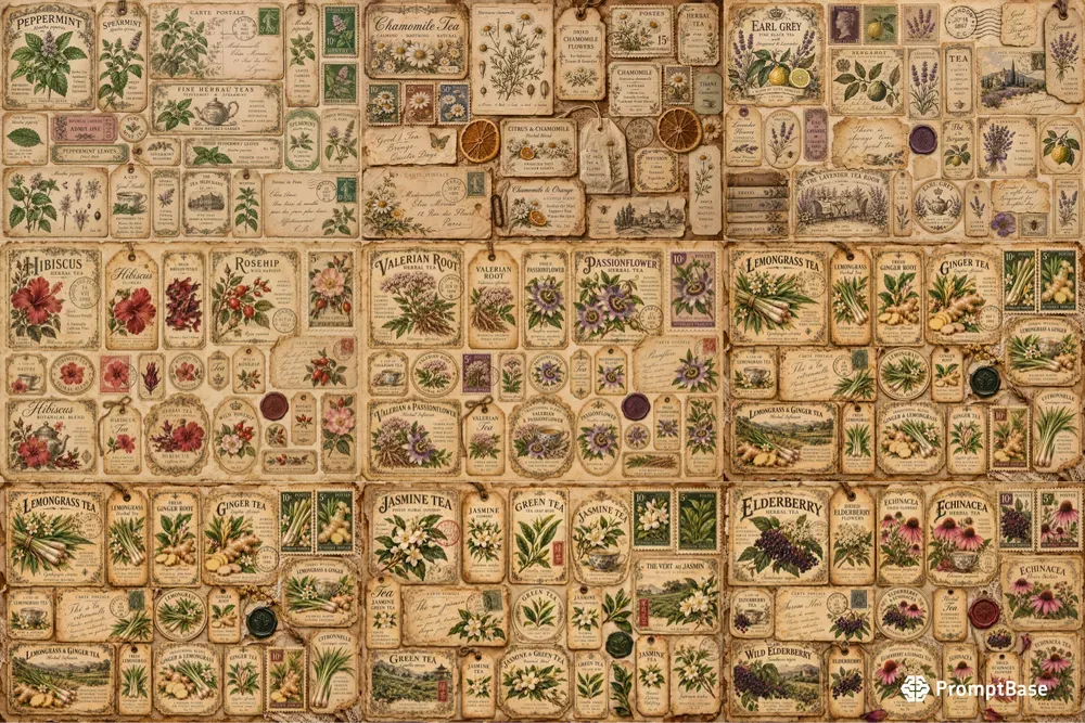 Victorian Botanical Tea Ephemera Sheets