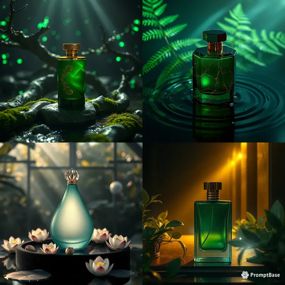 Emerald Gold Luxury Perfume Mockups