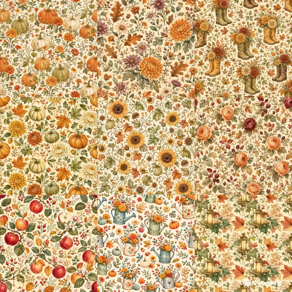 Cozy Fall Garden Seamless Patterns