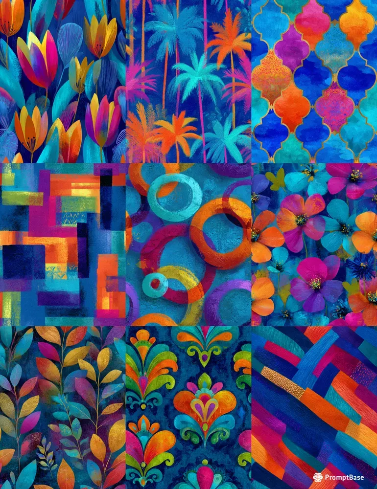 Folk Colorful Seamless Patterns