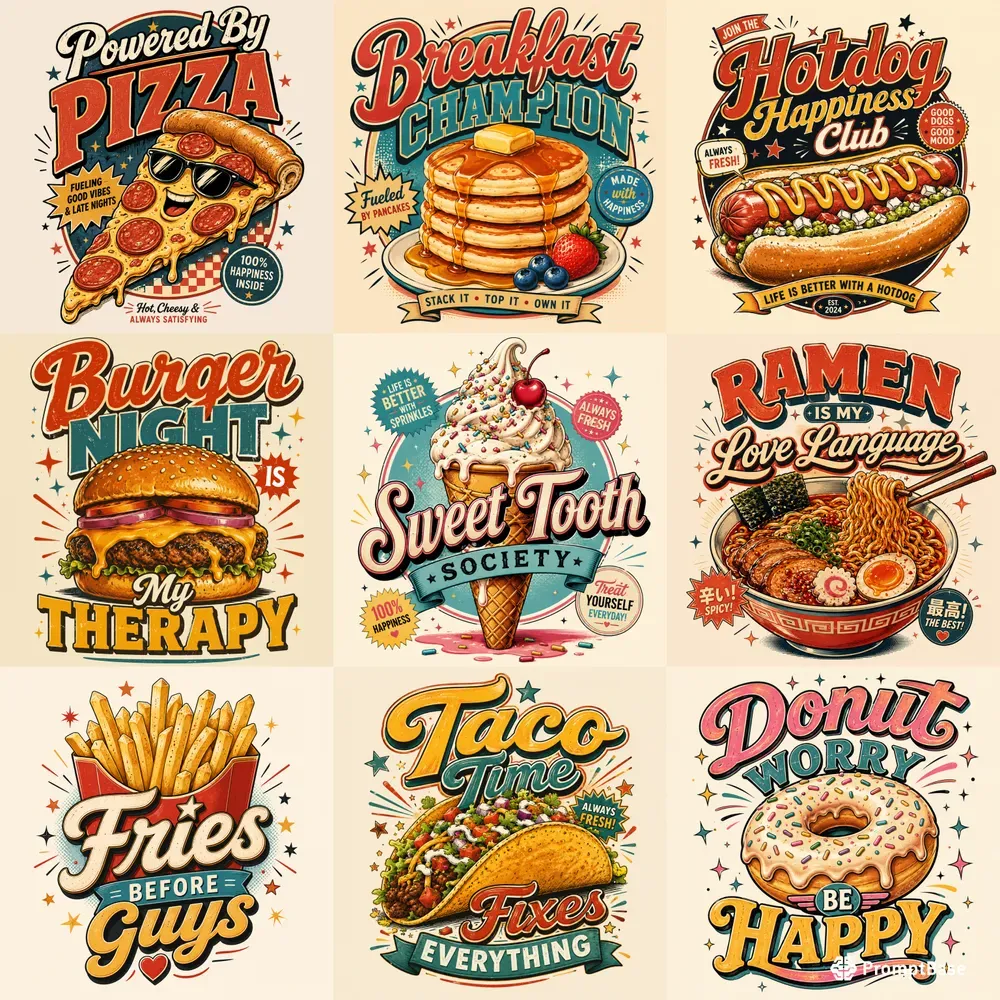 Retro Food Quote Tshirt Designs
