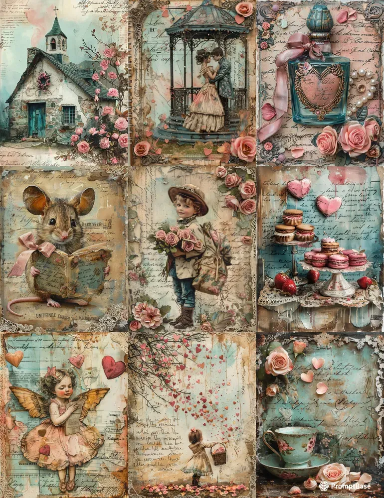 Whimsical Valentine Junk Journal Pages
