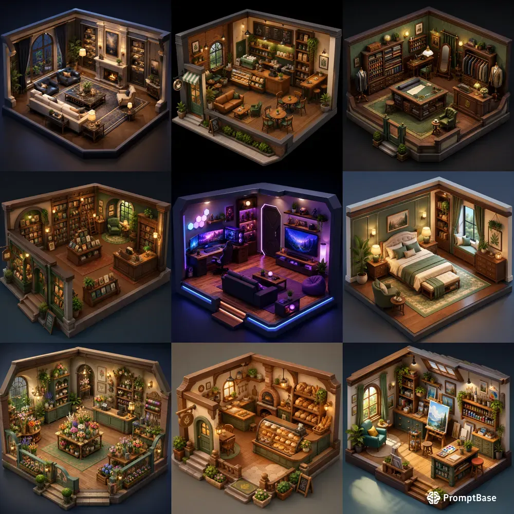 Stylized Cutaway Interior Worlds