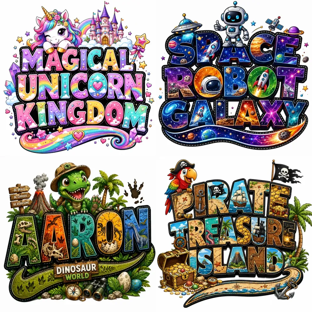 Custom Name Cartoon Typography Designs