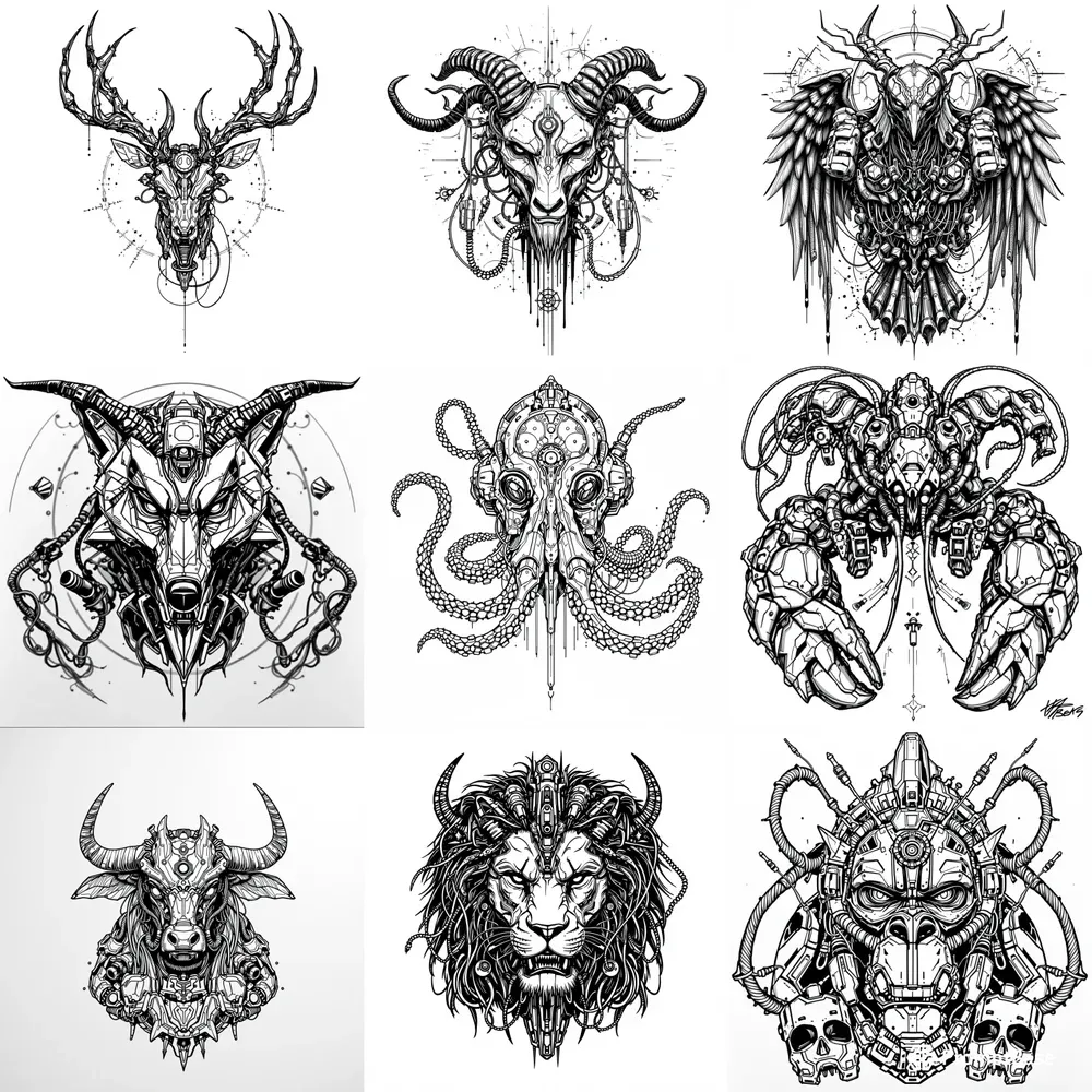 Cyborg Baphomet Ink Designs