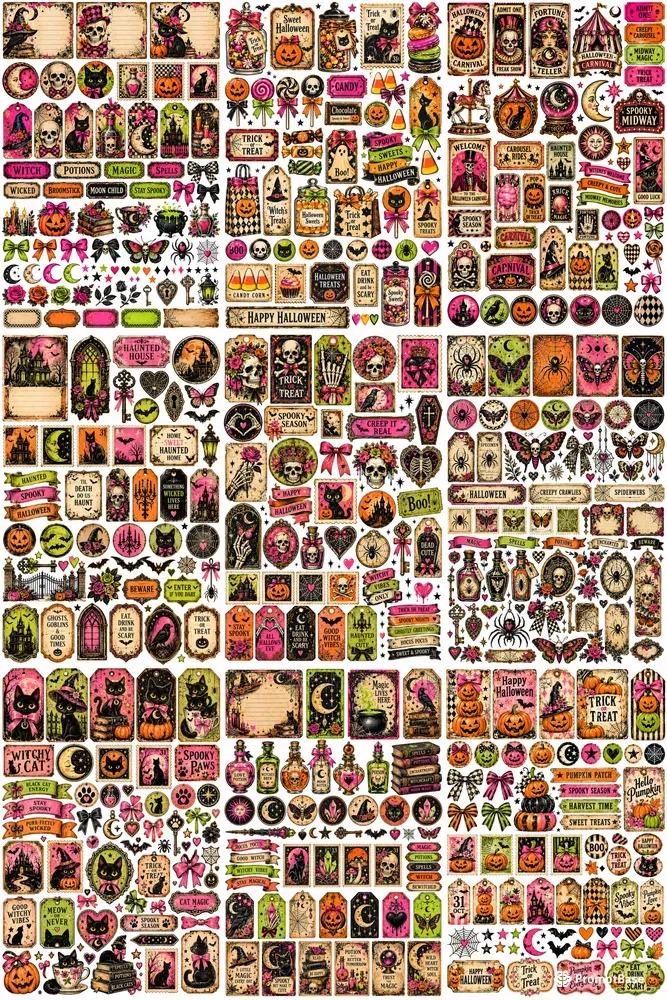 Vintage Halloween Junk Journal Clipart