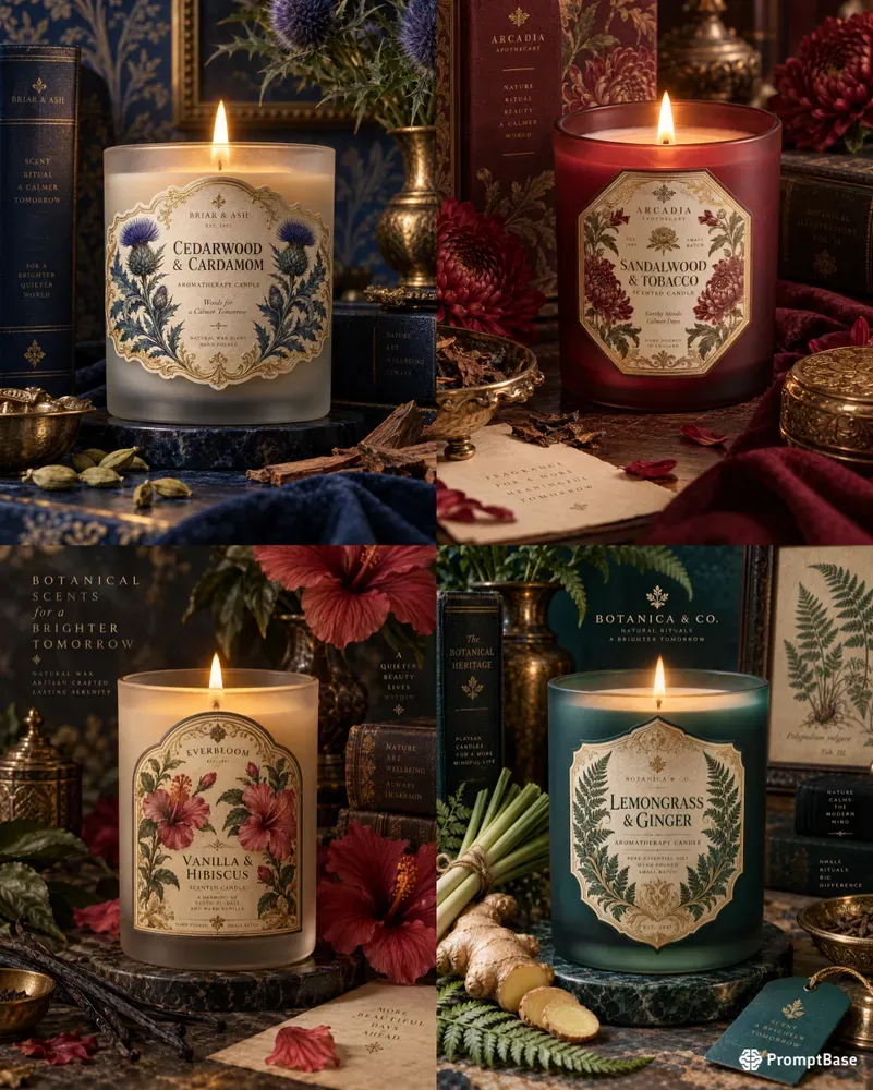 Luxury Victorian Candle Label Assets