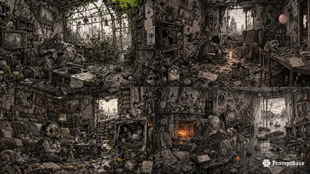 Post Apocalyptic Surreal Living Rooms