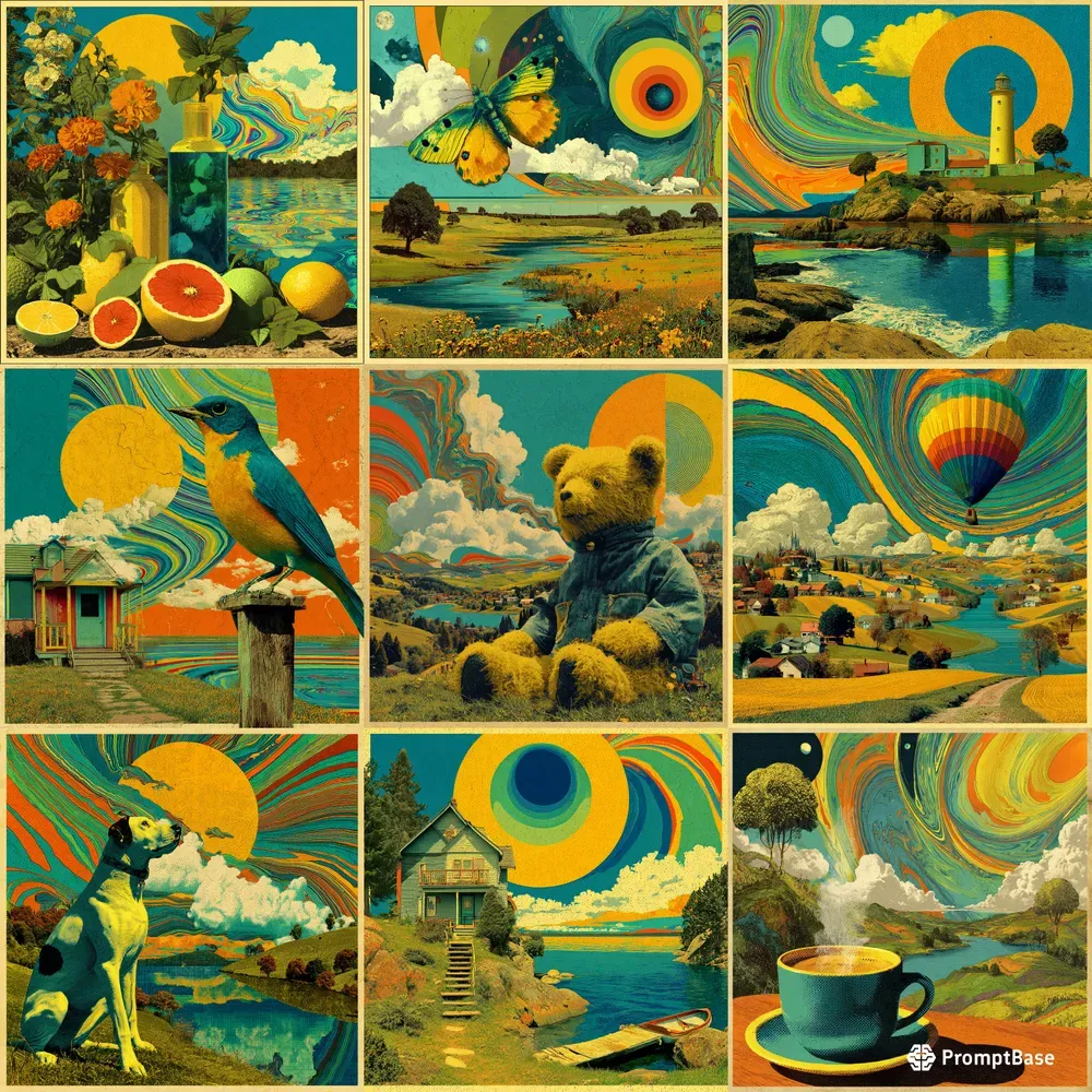 Screenprint Retro Psychedelic Dreams
