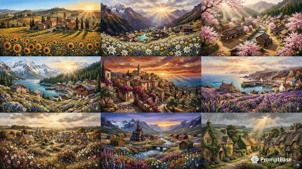 Village Scenery Wall Art Prints