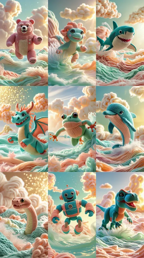 Whimsical Knitted Fantasy Scenes