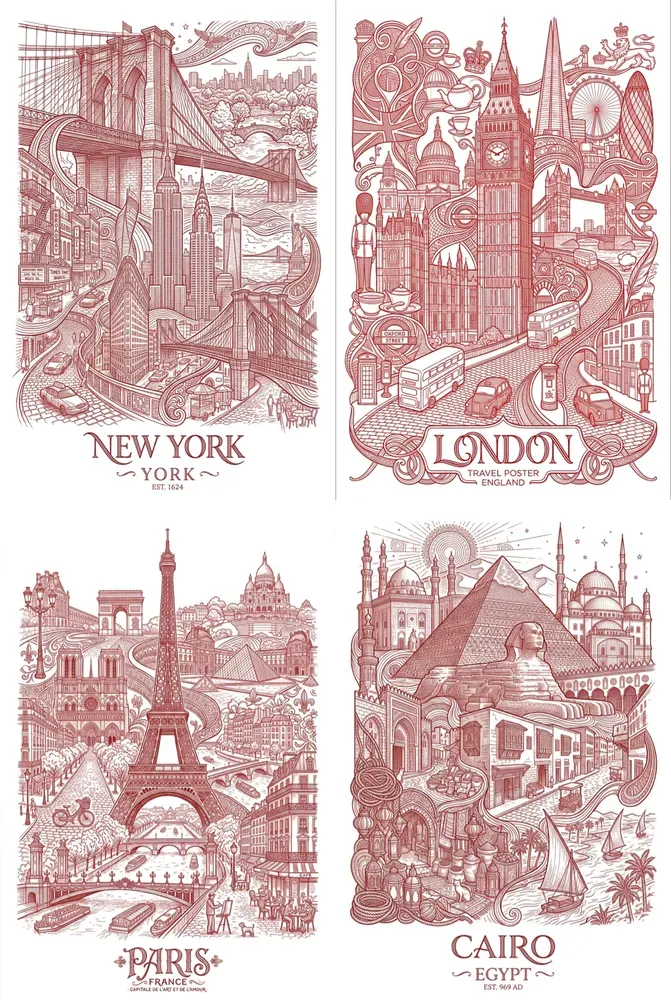 Red Thread Travel Posters