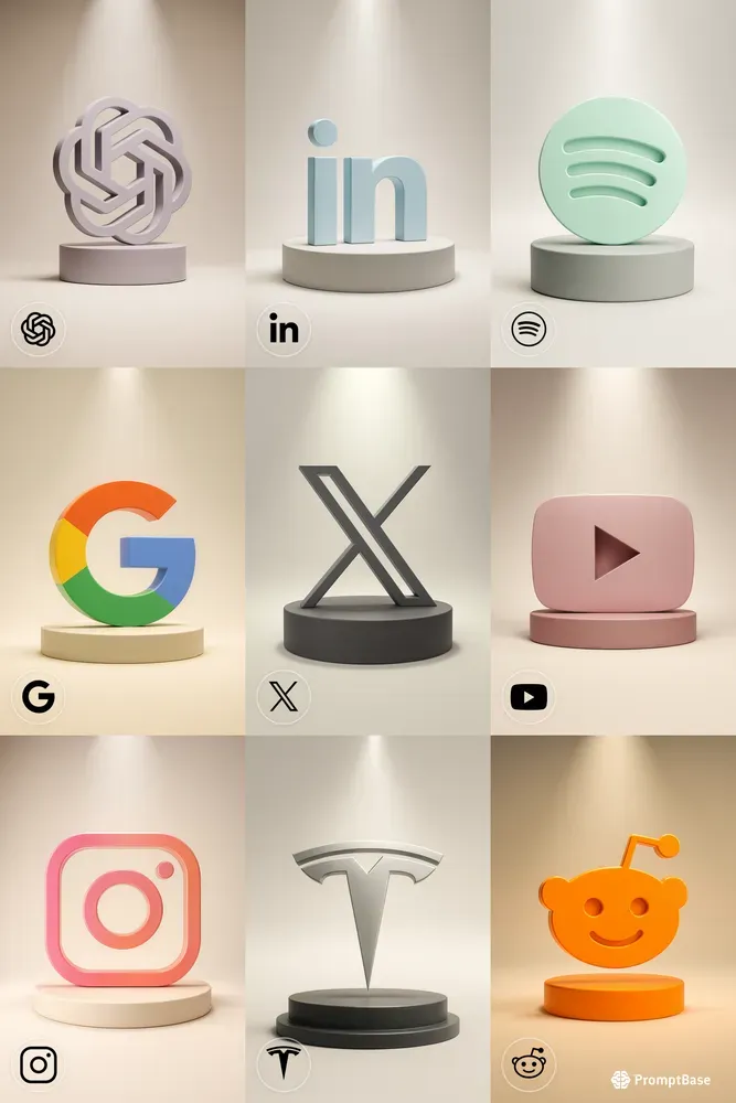 3D Pastel Logos On Podiums