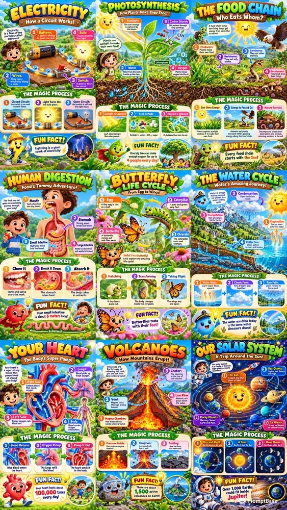 Kids Science Infographic Vibrant Posters
