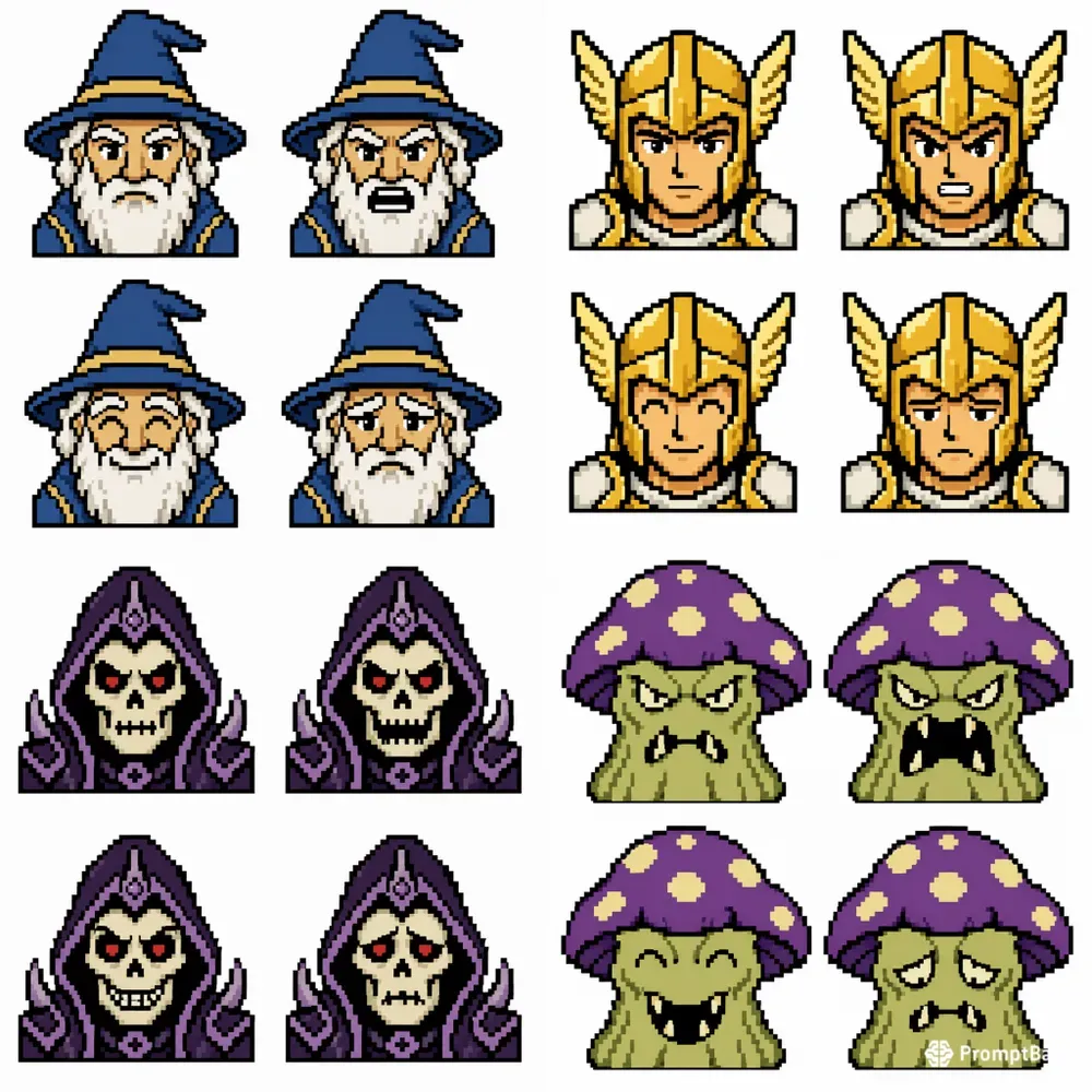 8bit RPG Dialogue Expression Sheets