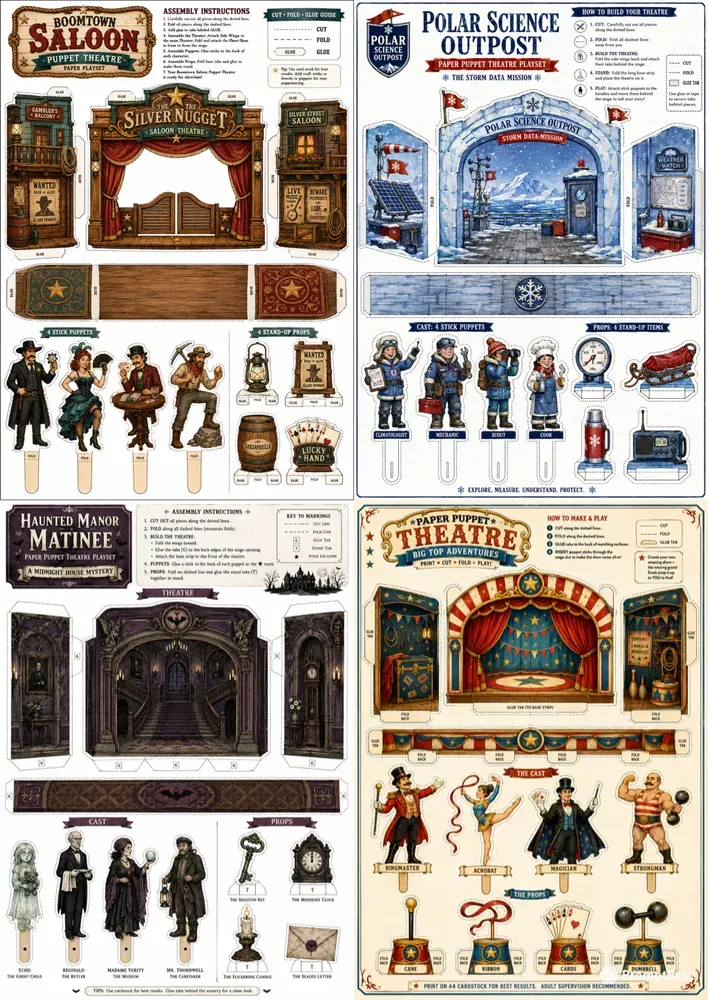 Western Printable Paper Puppet Theatres