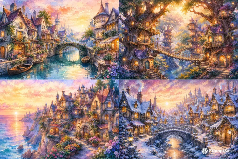 Whimsical Watercolor Towns