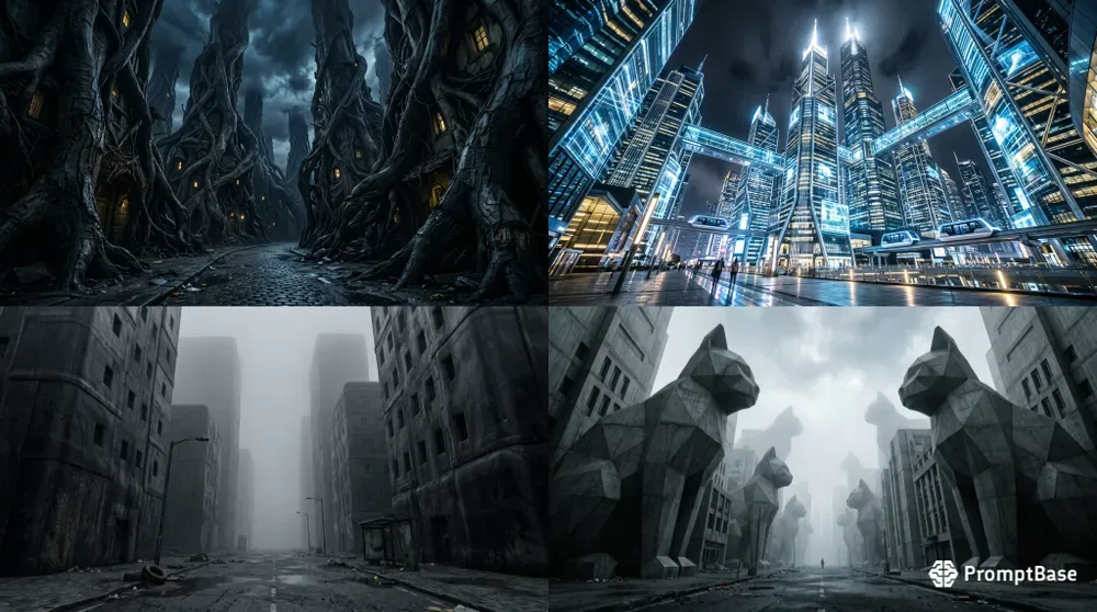 Megalophobia Low Angle Surreal Cityscapes