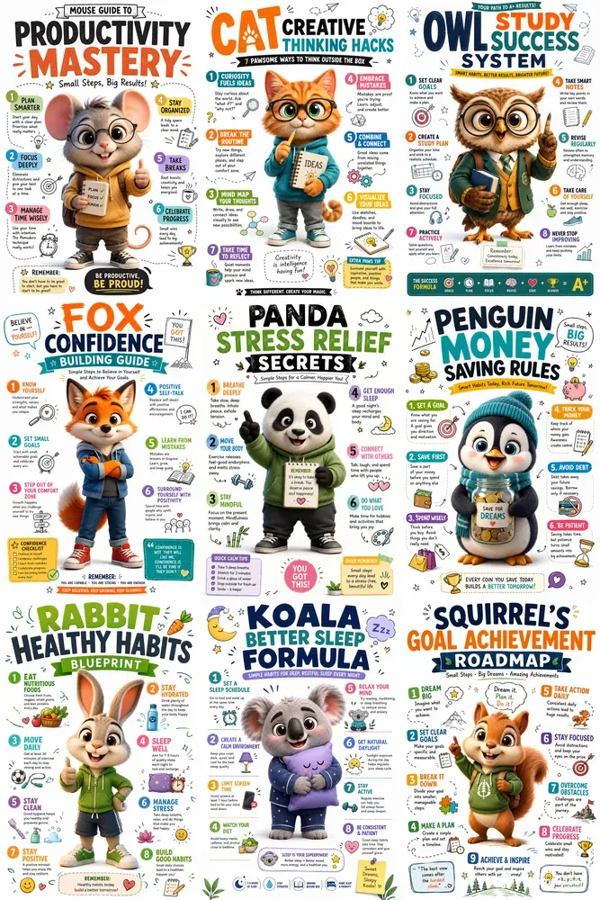 Cute Animal Infographic Posters