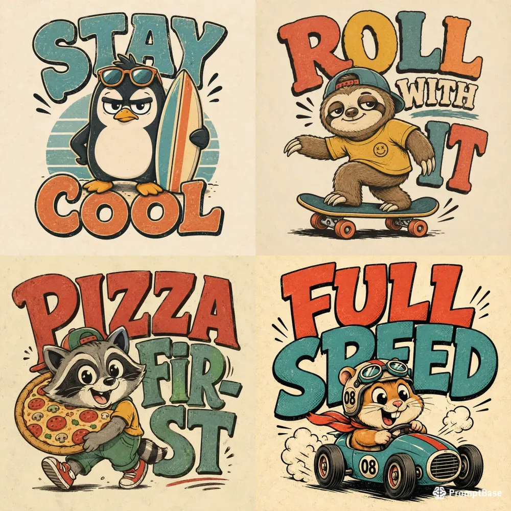 Cute Cartoon Animal Typography Bundles