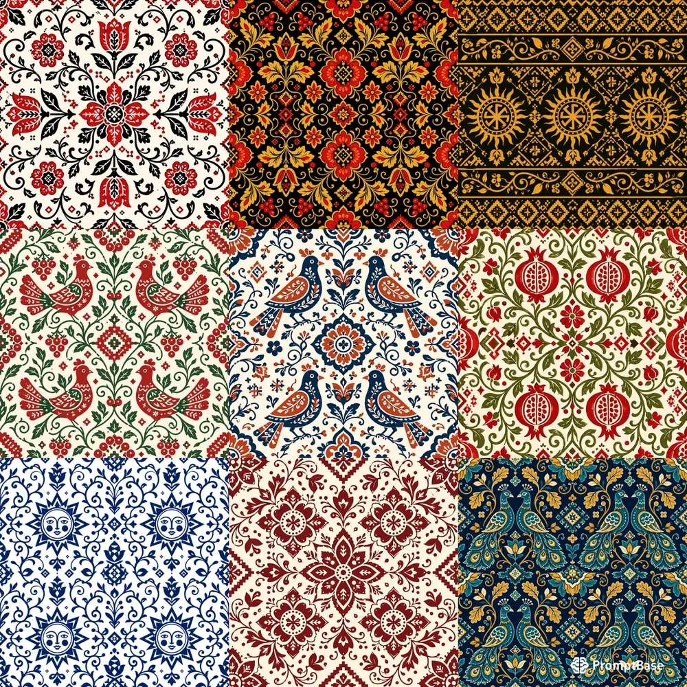 Slavic Folk Seamless Patterns
