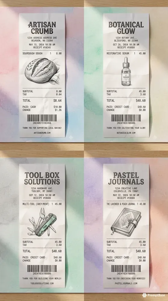 Illustrated Product Thermal Receipts