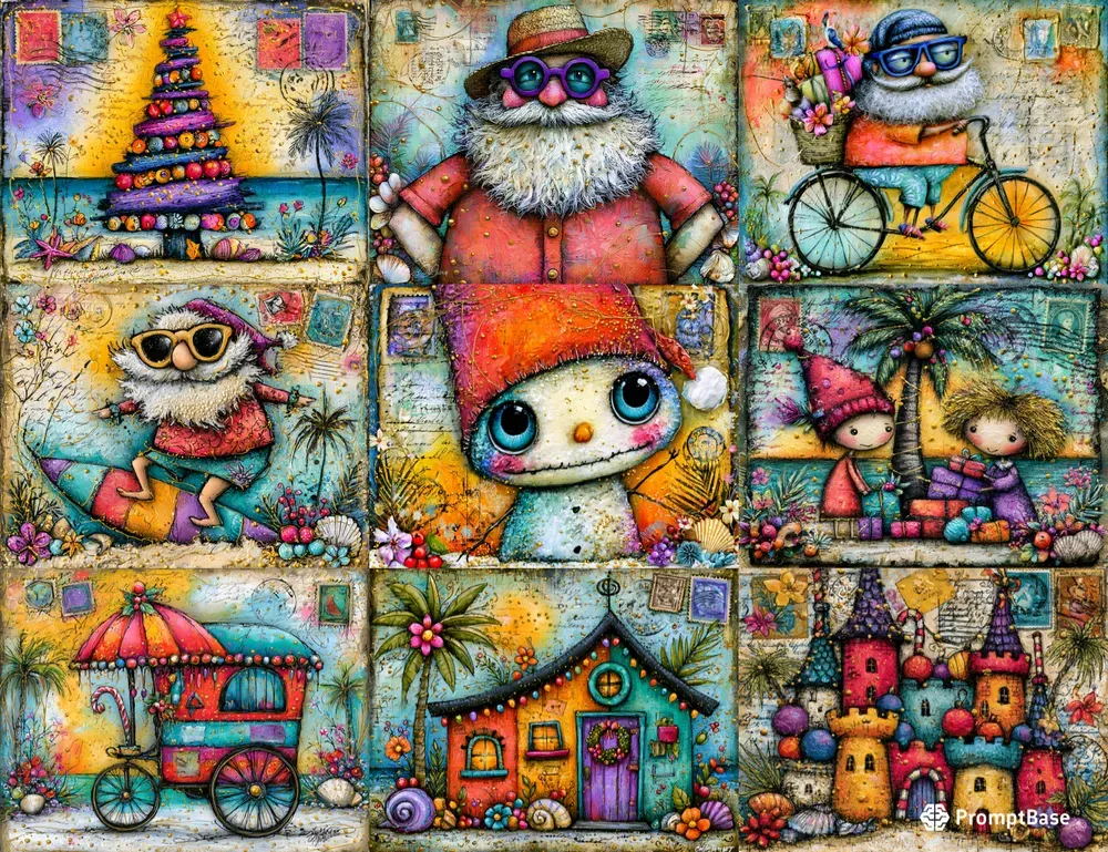 Christmas In July Junk Journal Postcards
