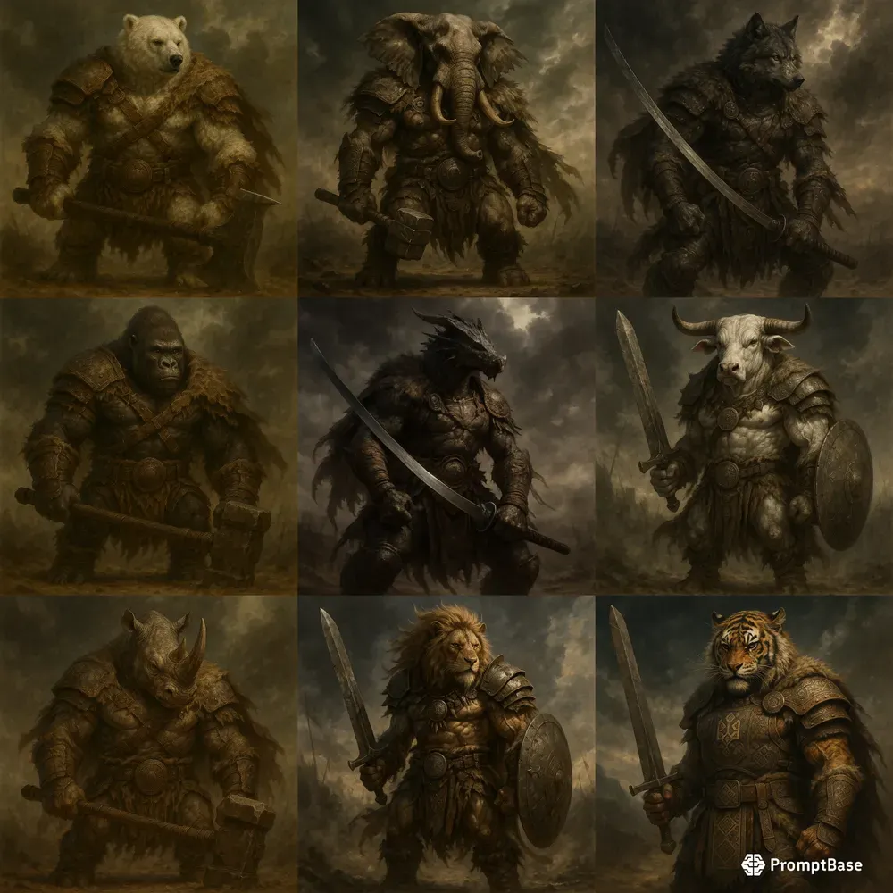 Dark Fantasy Barbarian Animal Characters