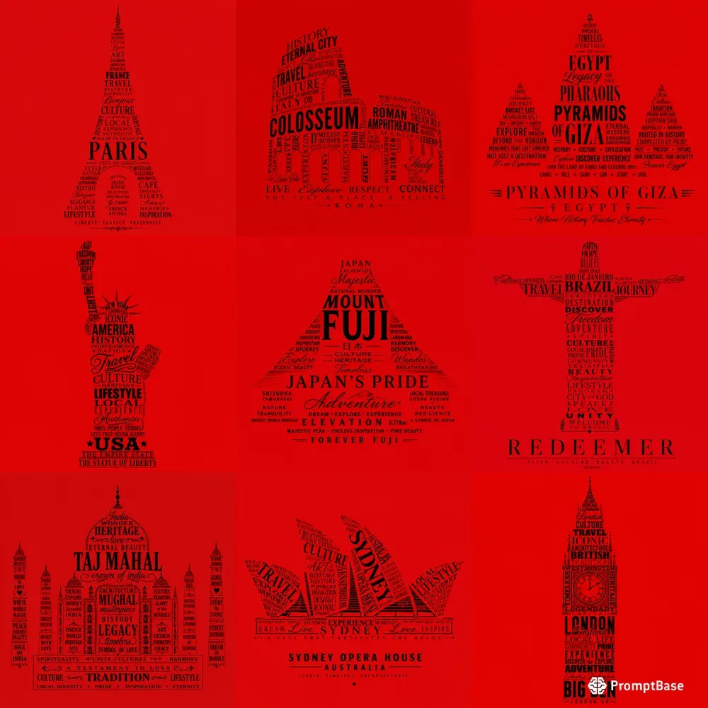 Global Landmark Typography Posters
