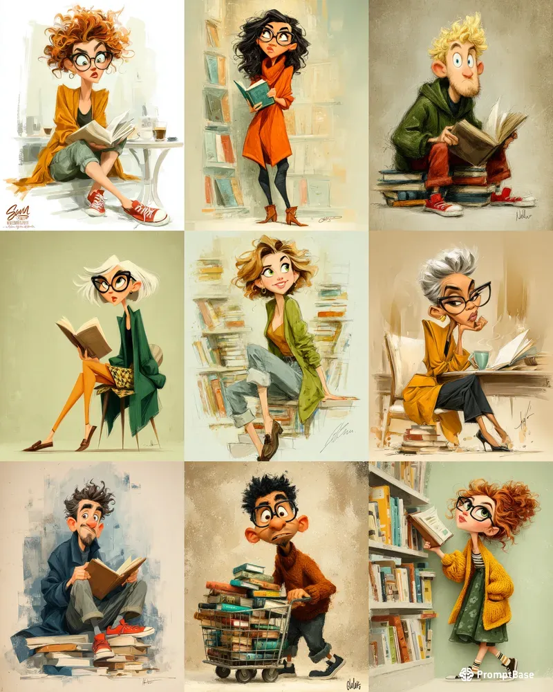 Book Lover Caricatures