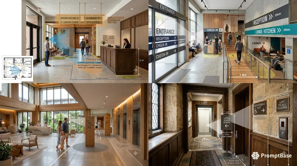 Lobby Wayfinding Sightline Renders