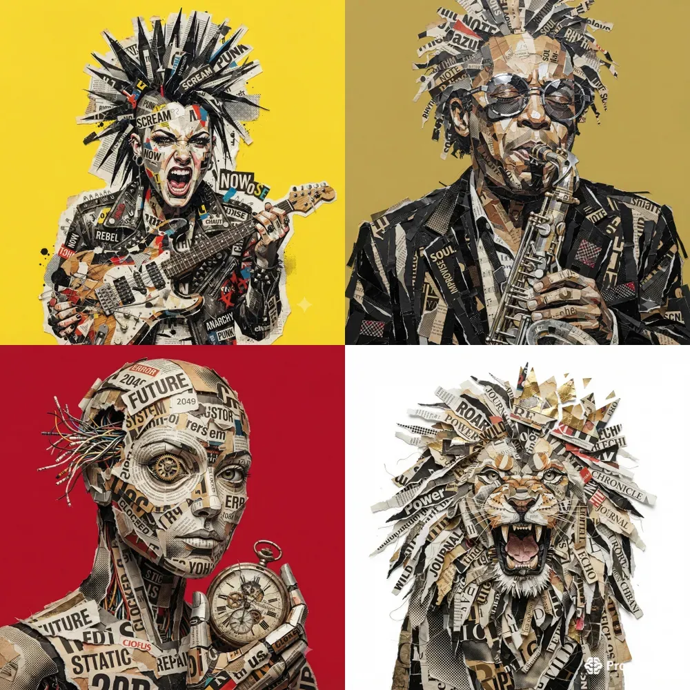 Newspaper Collage Art Portraits
