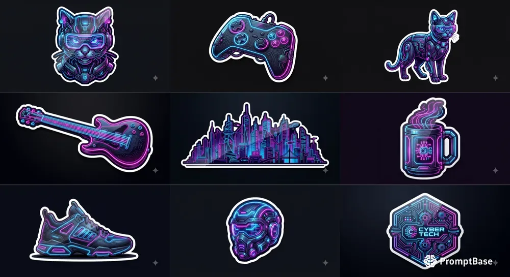 Neon Cyber Sticker Generator