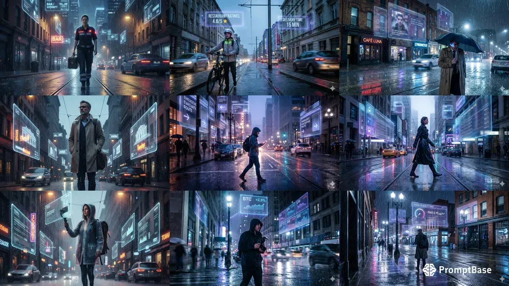Rainy Ar Street Tech Noir Scenes