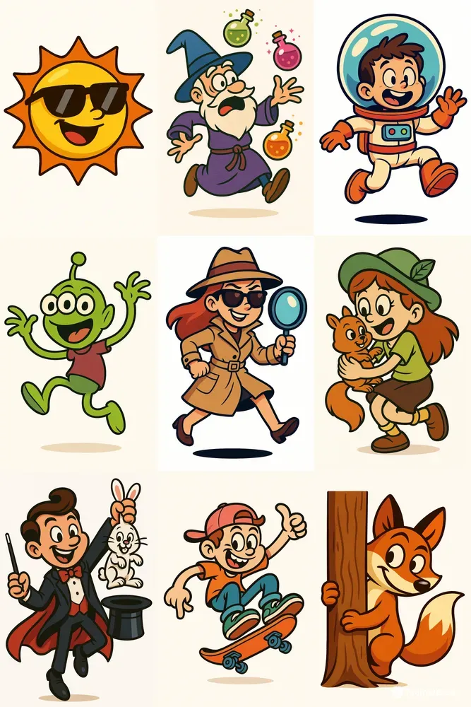 Cartoon Character Sticker Designs