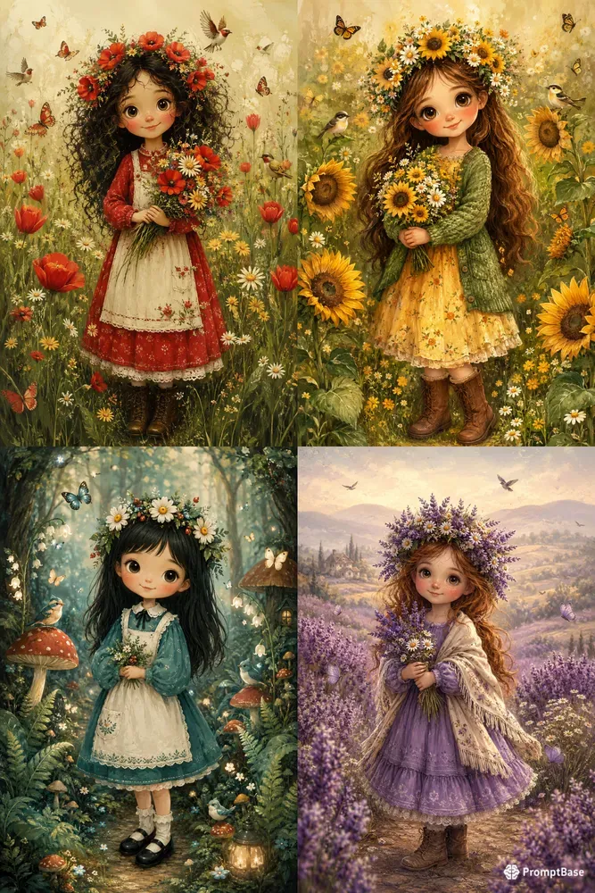 Whimsical Flower Girl Junk Journal Pages