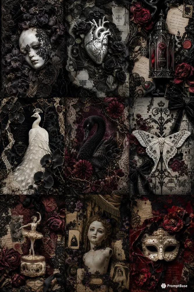Gothic Lace Junk Journal Collages