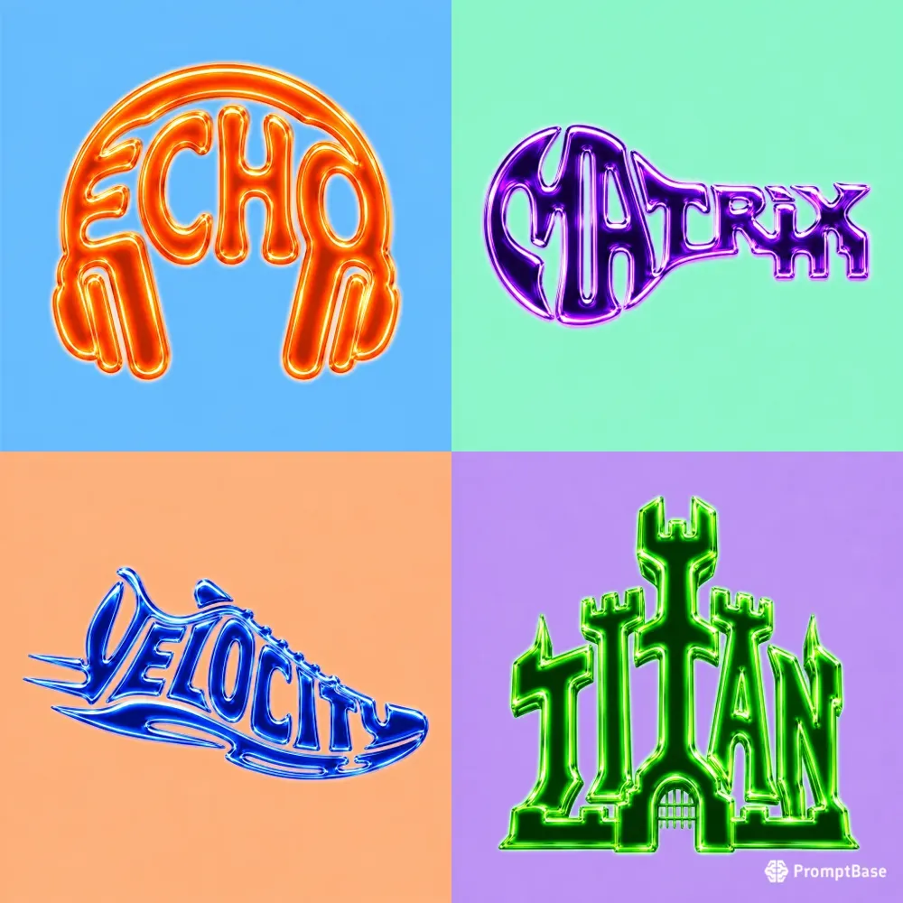 Cyber Liquid Typographic Logo Design Art