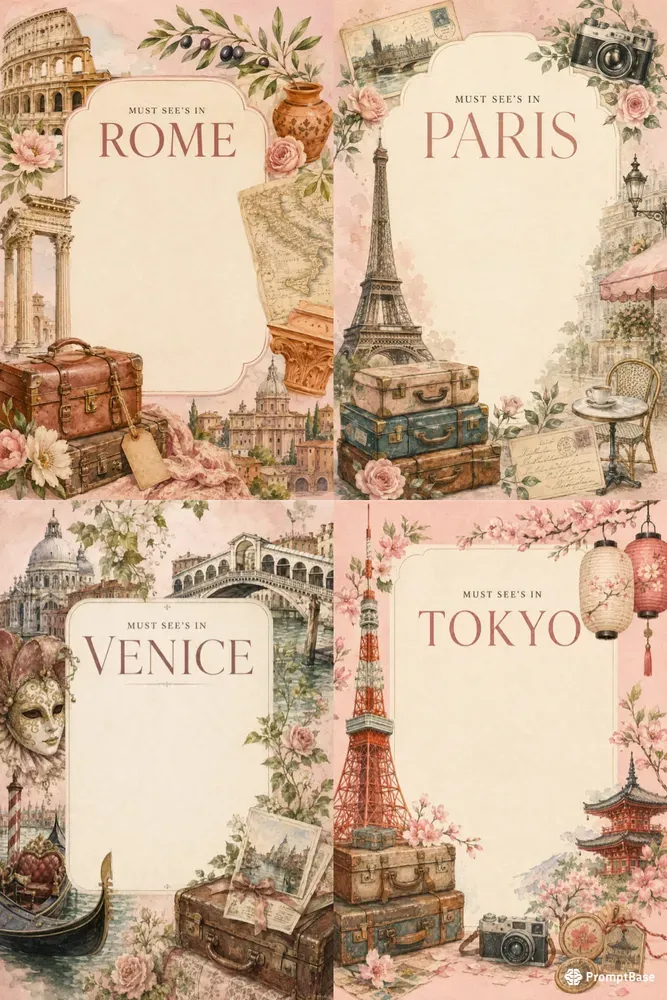 Watercolor City Travel Posters