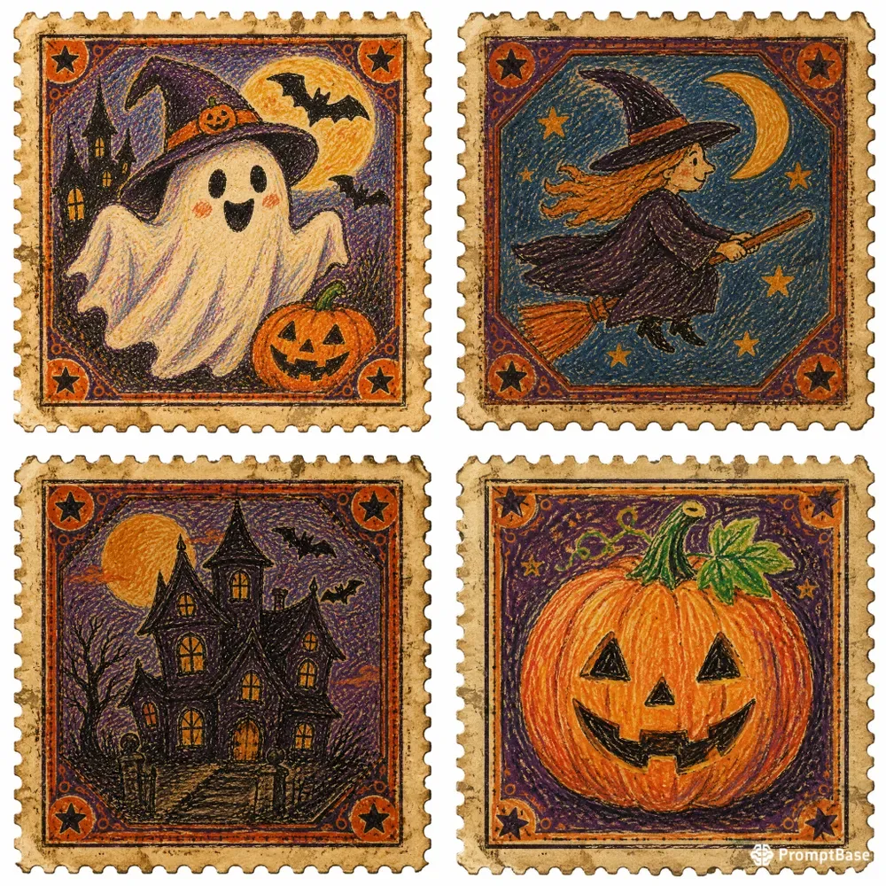 Halloween Crayon Stamp Ephemera