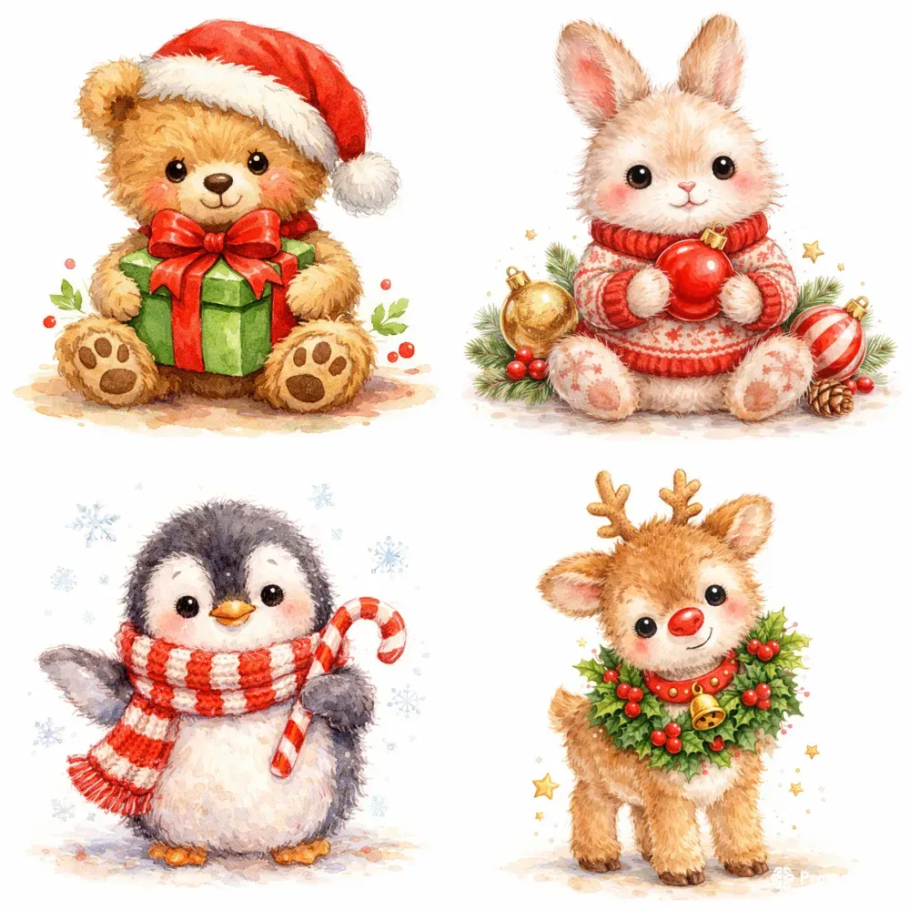 Cute Christmas Character Illustrations