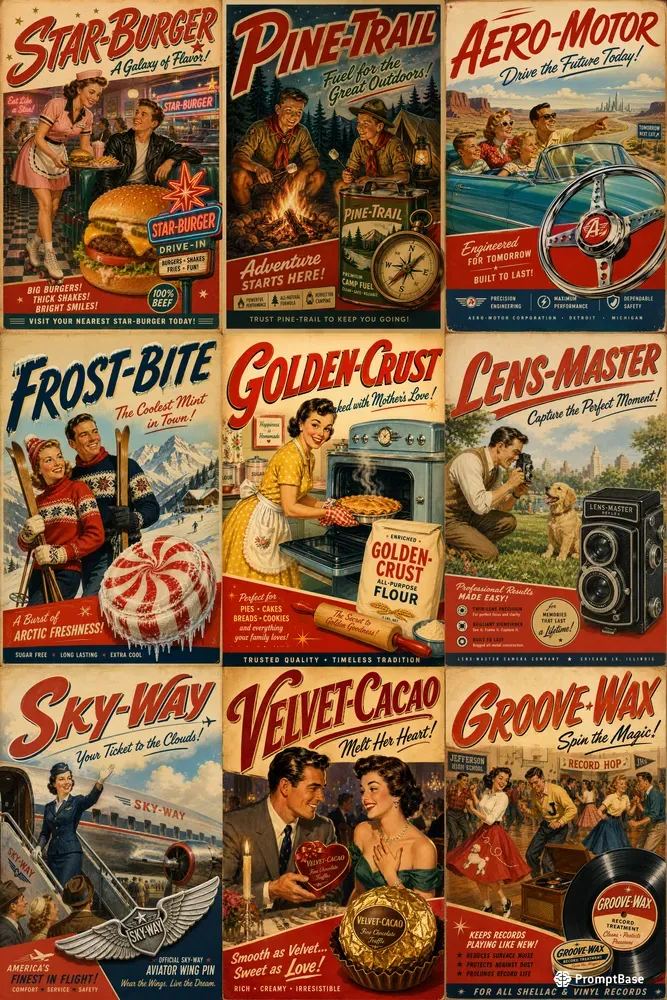Vintage 1950s Advertisement Posters