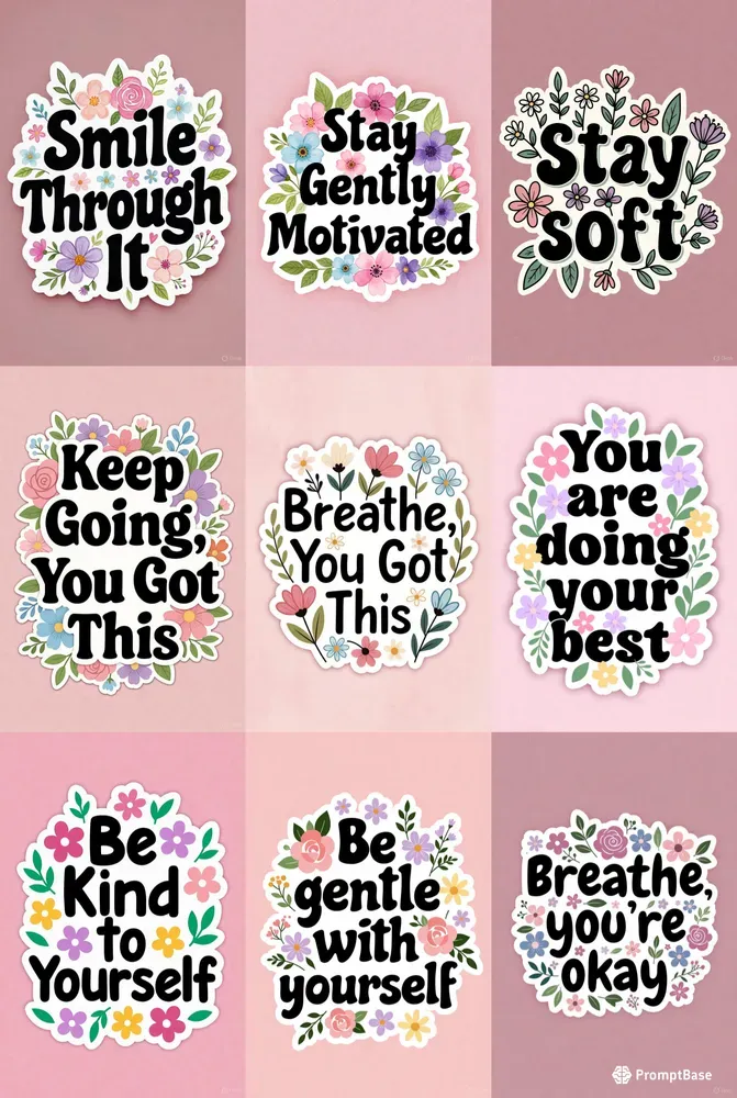 Pastel Floral Motivational Stickers